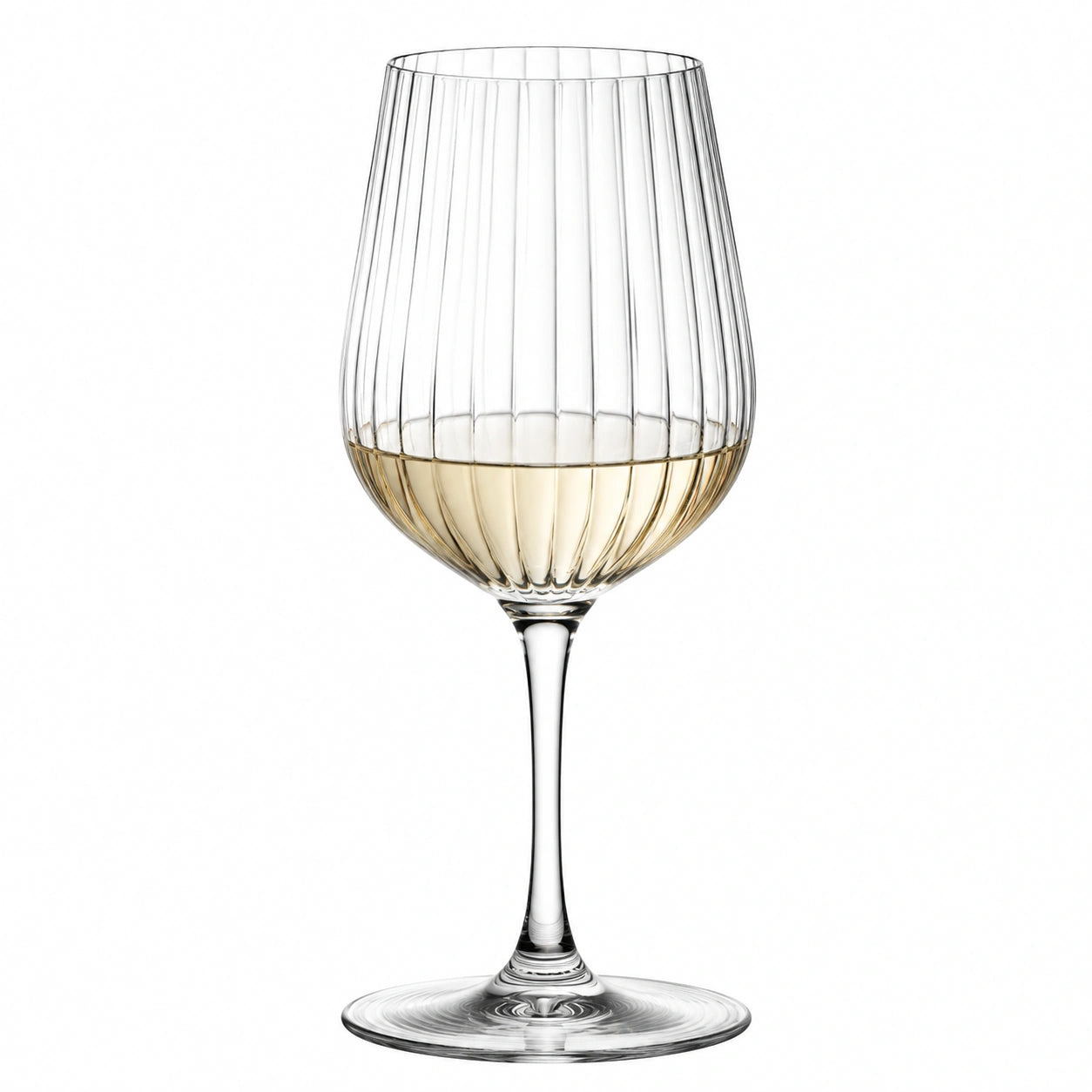Calice da vino 450 ml in vetro trasparente con coste - stelo lungo