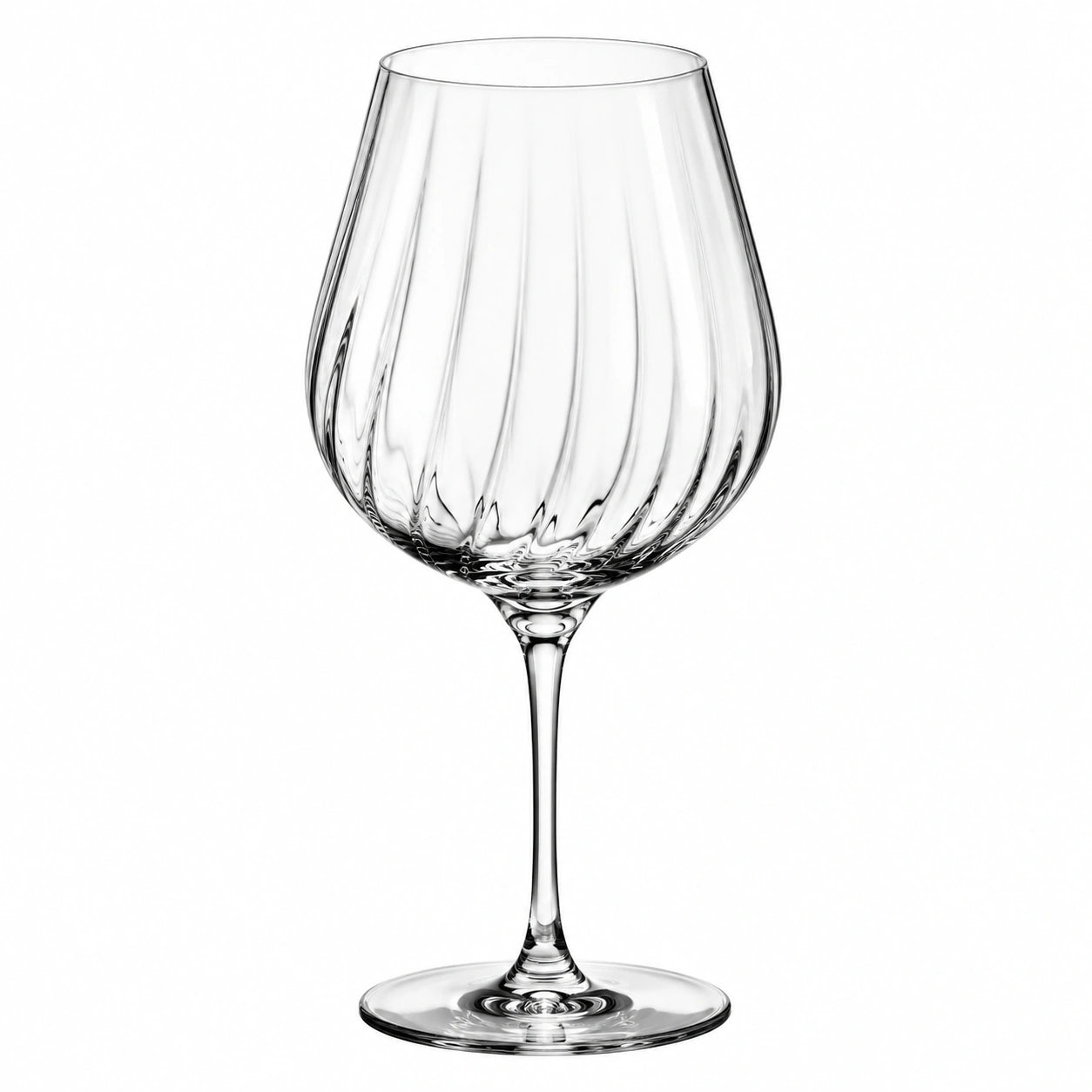 Calice da vino 550 ml in vetro trasparente 23 cm - coppa scanalata a stelo