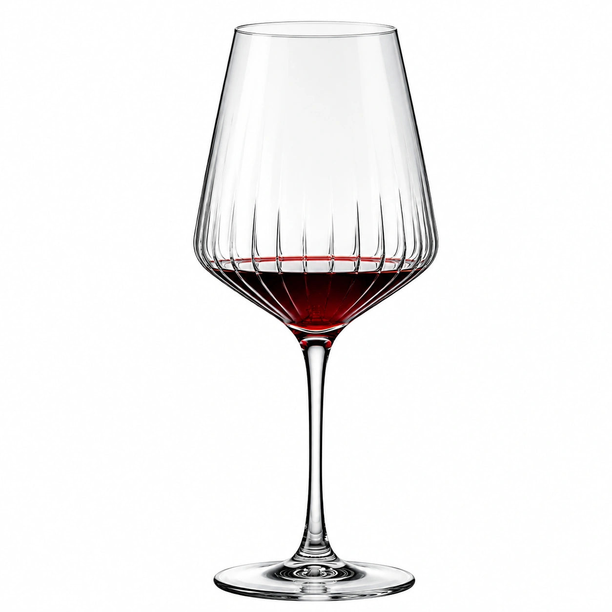 Calice da vino 650 ml in vetro trasparente 25 cm - design scanalato
