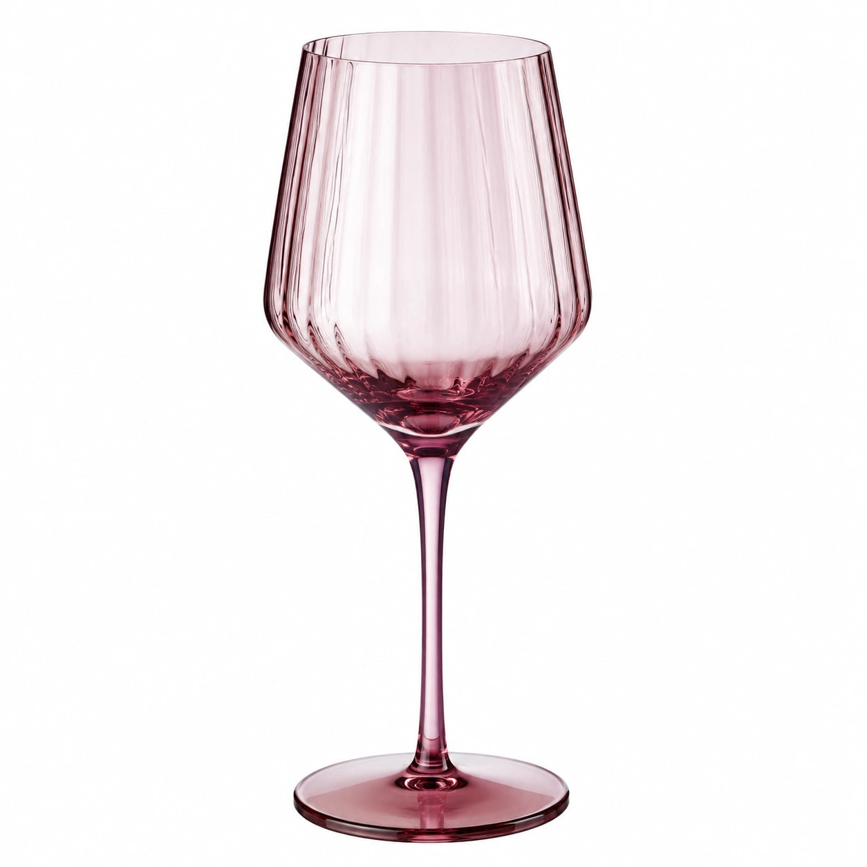 Calice da vino 500 ml 9 x 23 cm in vetro rosa con stelo dal design moderno