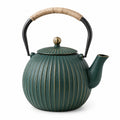 Teiera 1.20 L in ghisa verde scuro con manico rivestito in corda stile rustico