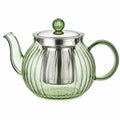 Teiera 1.20 L in vetro verde con filtro in acciaio inox - design rigato