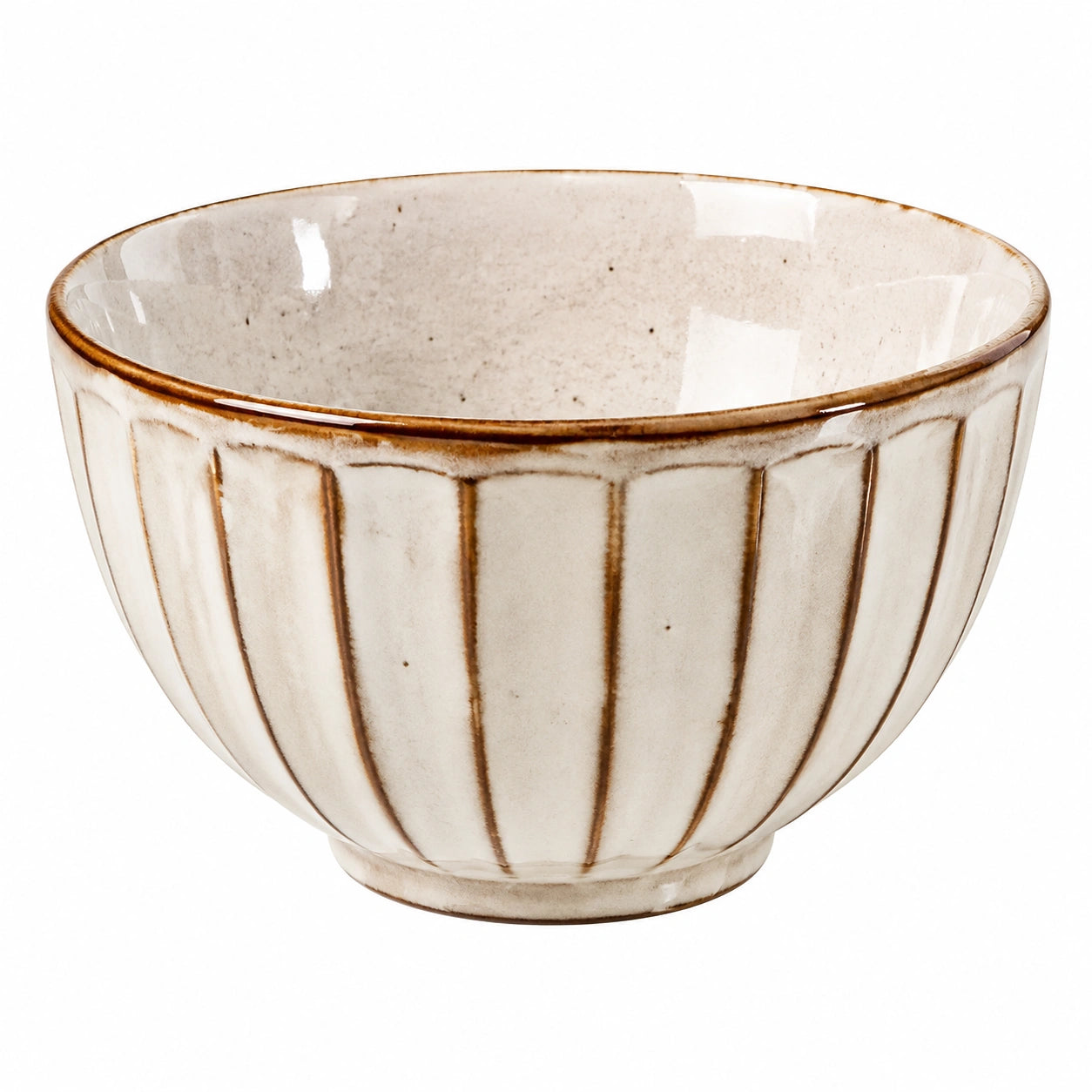 Ciotola in ceramica 16 cm crema/marrone a righe per servire