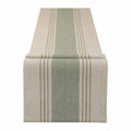 Runner da tavola 180 x 33 cm in tessuto beige e verde a righe stile rustico