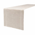 Runner da tavola 180 x 33 cm in tessuto effetto lino beige con bordo traforato