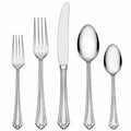 Set posate 5 pezzi in acciaio inox argento per tavola stile classico
