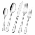 Set posate 5 pezzi 14-23 cm in acciaio inossidabile argento con manici martellati