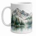 Tazza in ceramica 325 ml bianca con paesaggio montano - manico ergonomico