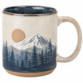 Tazza in ceramica 400 ml diametro 9 cm crema blu con paesaggio montano