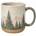 Tazza in gres 450 ml beige e verde con rilievo paesaggio montano