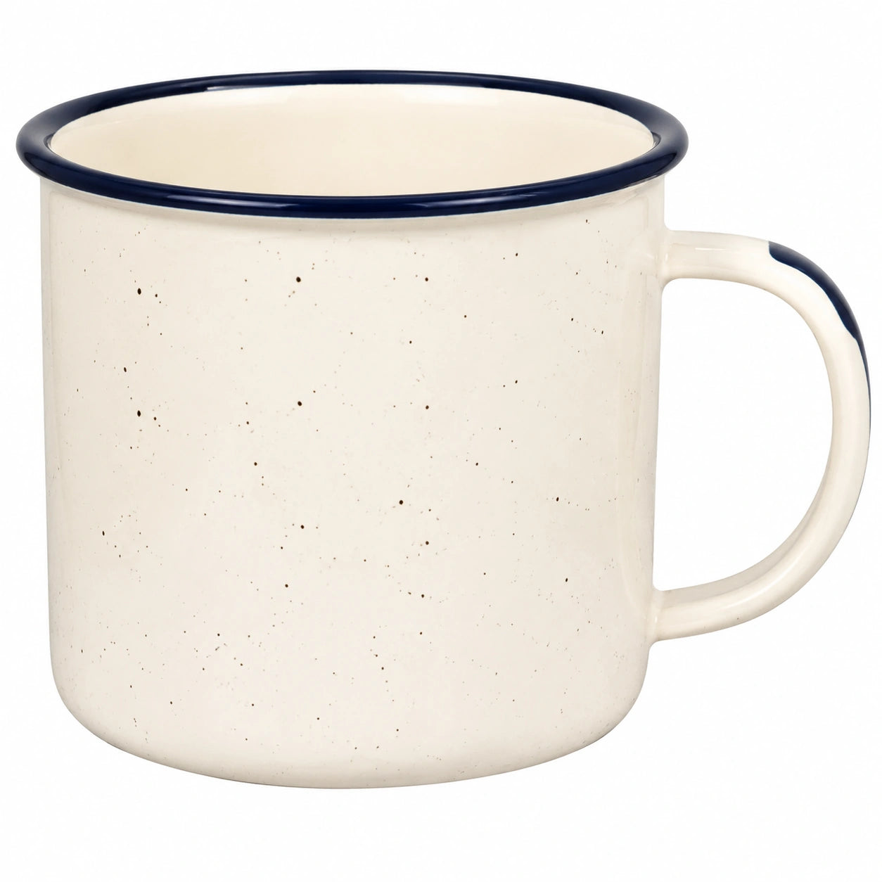 Tazza 350 ml in ceramica avorio e blu - stile rustico per bevande calde