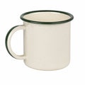 Tazza smaltata 450 ml diametro 9 cm crema e verde con manico stile rustico