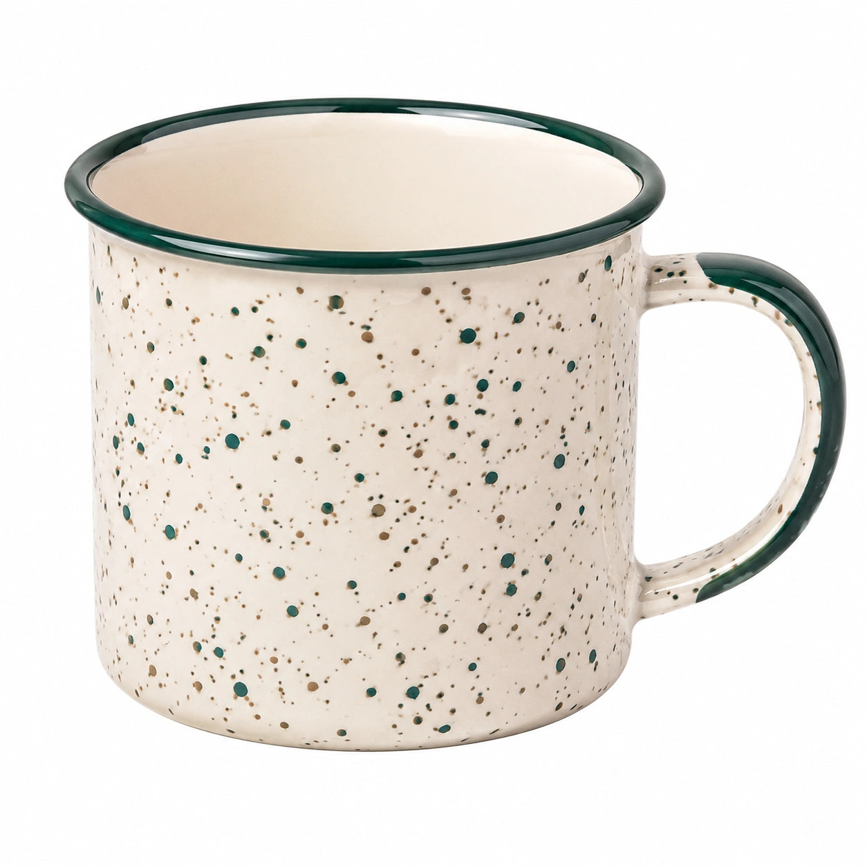 Tazza in ceramica 400 ml beige e verde per bevande calde stile puntinato