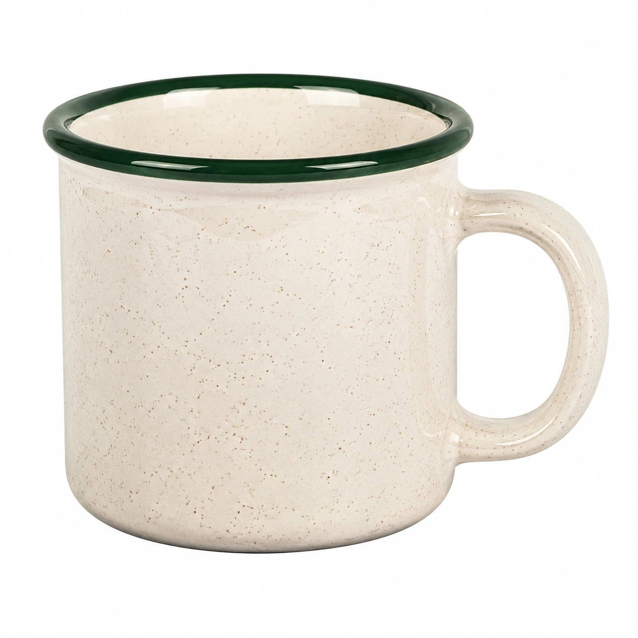 Tazza in ceramica 400 ml beige e verde con manico stile rustico